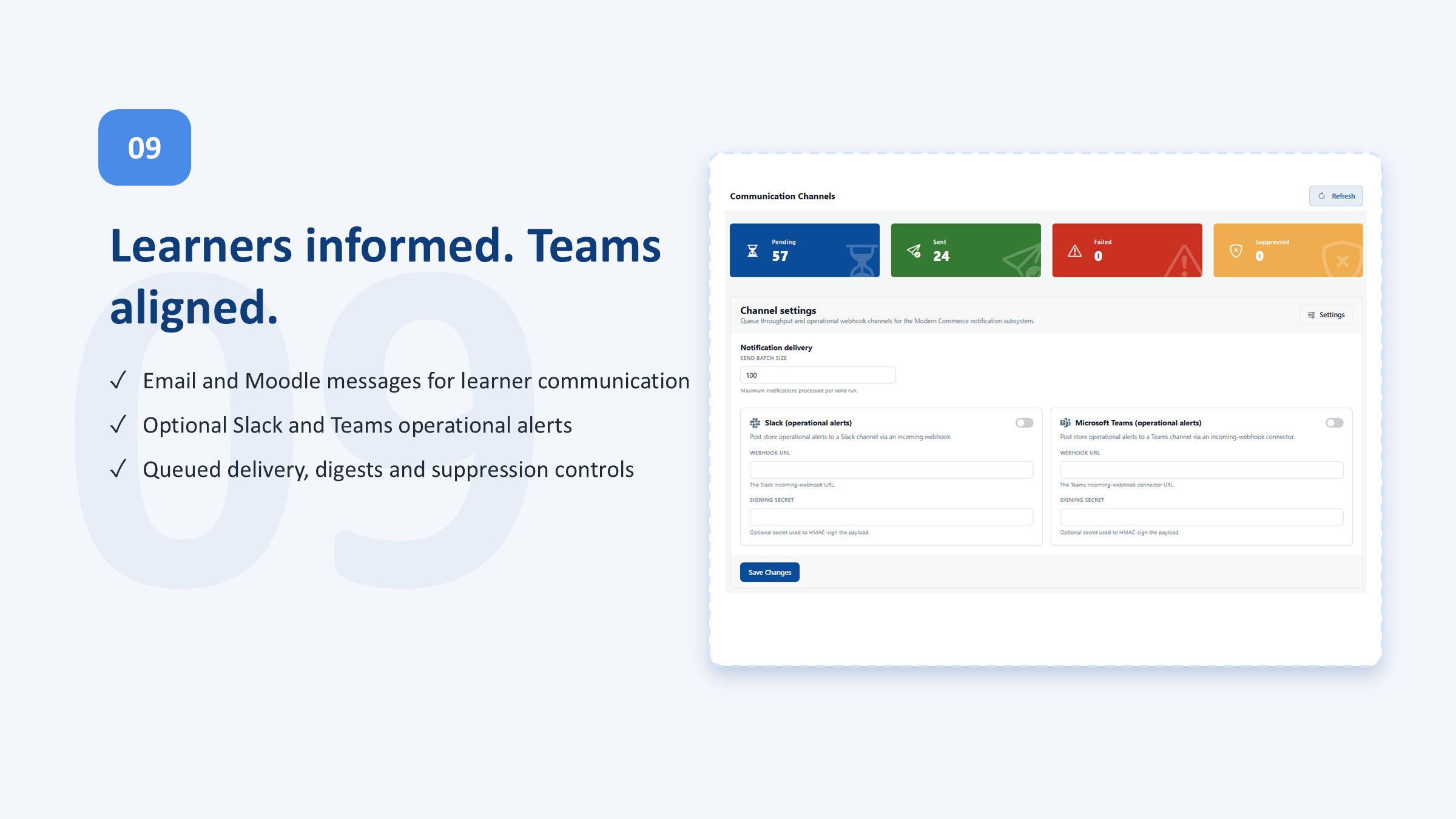 Learner communication and operational alerts