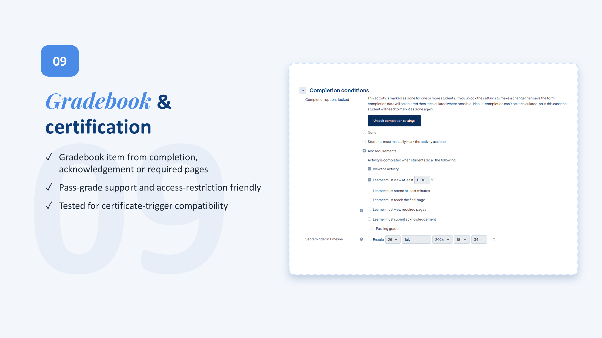 Gradebook & certification